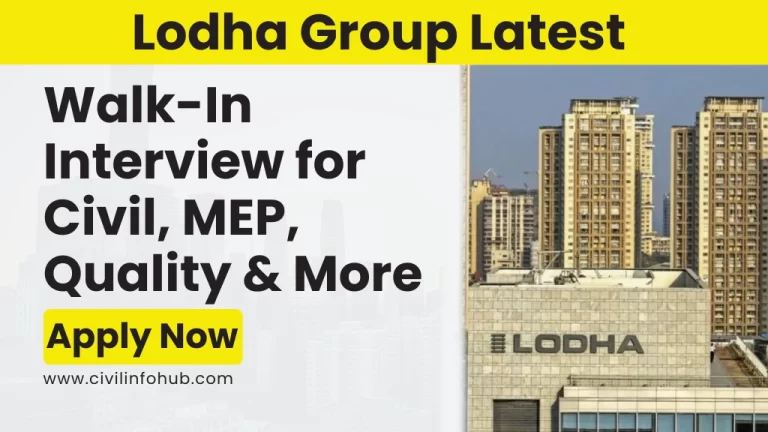 Lodha Group Latest Walk-In Interview 2024 Civil, MEP, Quality & More
